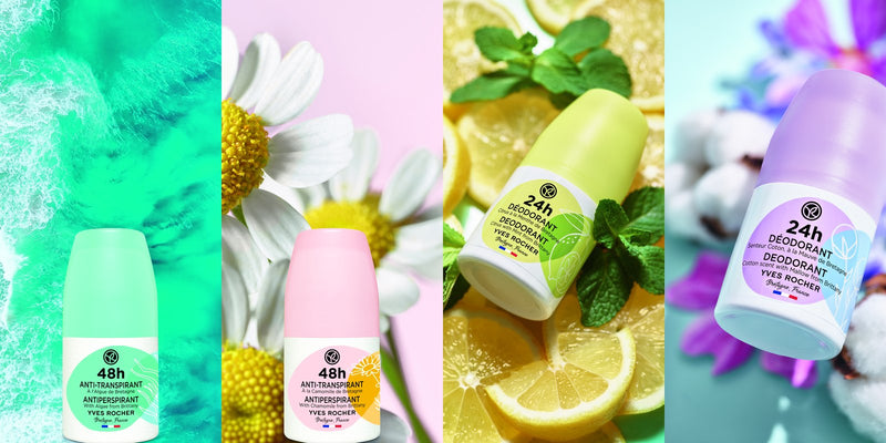 Los cuatro roll-on desodorantes y antitranspirantes Yves Rocher